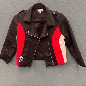 Disney D-Signed Descendants Evie Colorblock Faux Suede Girl’s Moto Jacket